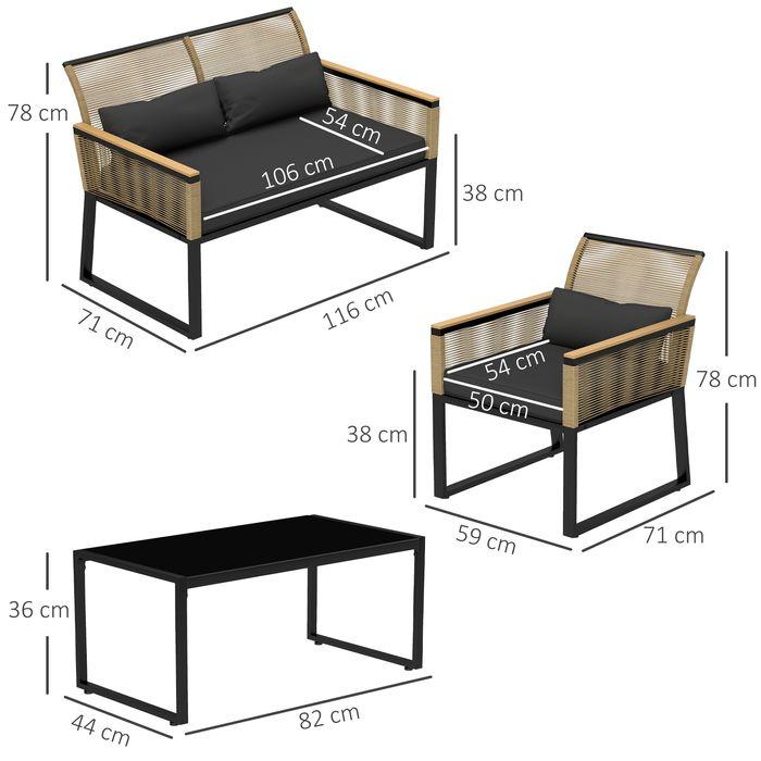 Immagine prodotto Swisshandel24 Polyrattan Gartenmöbel Set 4 Personen, Schwarz