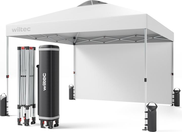 Actual product image Wiltec Pop up gazebo 3x3m white side section wheels garden gazebo folding gazebo (300 cm, 300 cm)