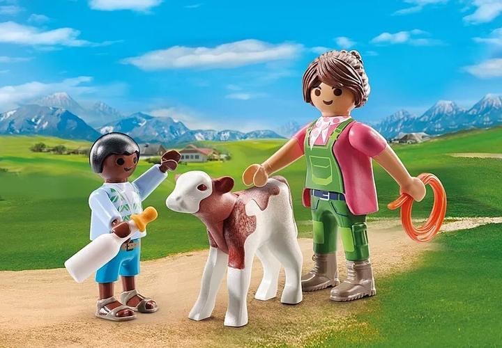 Produktbild Playmobil 71803 Bäuerin mit Kind und Kalb (71803)