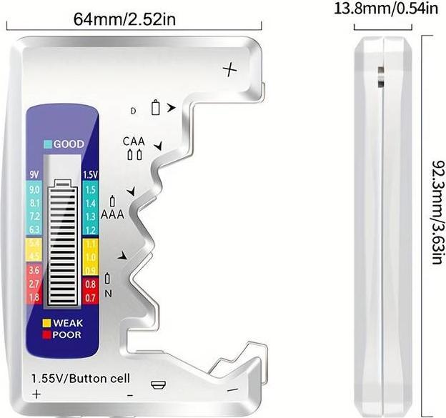Image du produit PhoneLook Testeur de piles universel intelligent avec affichage LED intégré de la charge des piles