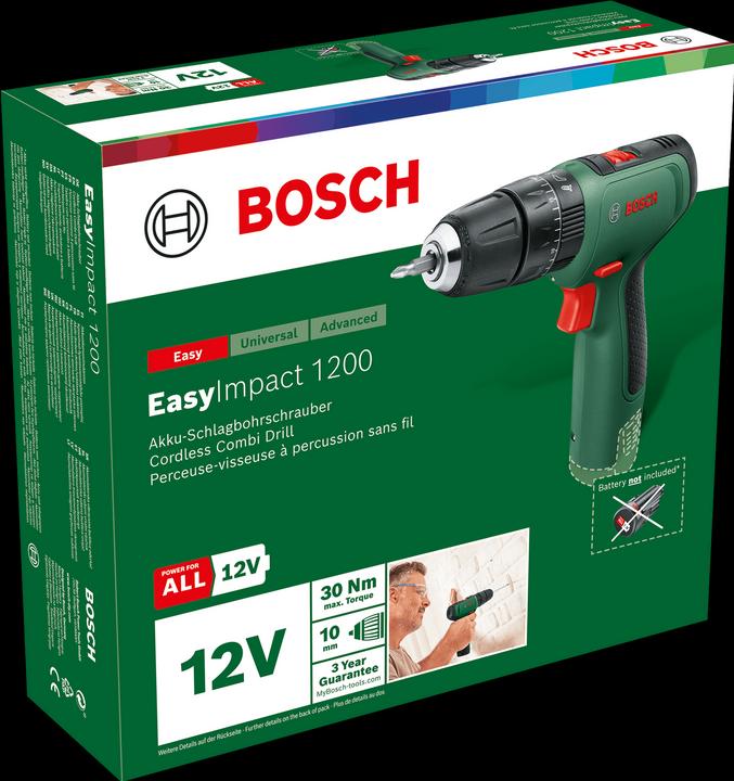 Productafbeelding Bosch Home & Garden 12V accu klopboormachine met twee snelheden EasyImpact 1200 (Oplaadbare batterij)