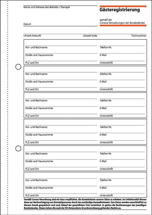 Valori nutrizionali e ingredienti Sigel Modulo di registrazione degli ospiti Libro GB510 (100 x)