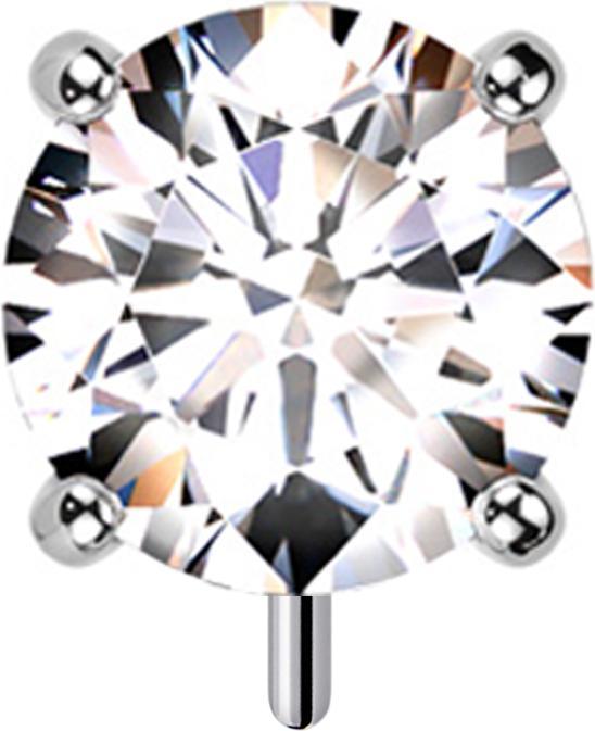 Actual product image Star Piercing Threadless silver thick front set with silver crystal (without brass, Titanium G23)