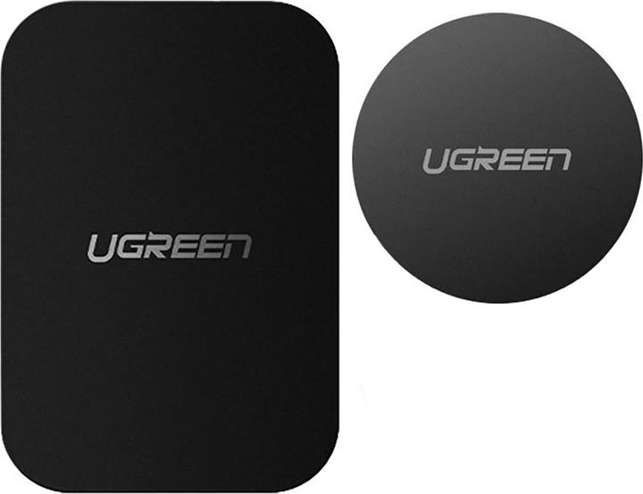 Actual product image Ugreen LP123 60410 round/rectangular metal plates for magnetic phone holders - black (2 pcs)