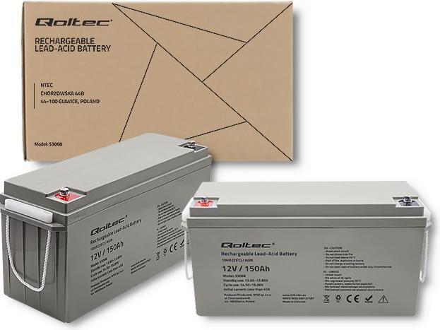 Actual product image Qoltec AGM battery | 12V | 150Ah | max. 2250A (12 V, 150 Ah)