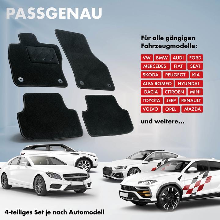 Produktbild Walser Fussmatten für Peugeot 407 BJ 05/2004 - 02/2011, 407 SW BJ 09/2004 - 02/2011 (2 Vordermatten + 2 Rückmatten)