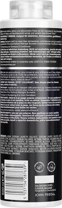 Image du produit John Frieda Shampooing intensificateur de couleur Midnight Brunette 500ml (500 ml, Shampoing liquide)