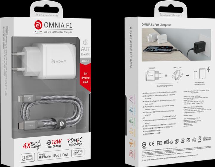 Actual product image Adam Elements OMNIA F1 | White | Lightning Quick Charge Kit (18 W)