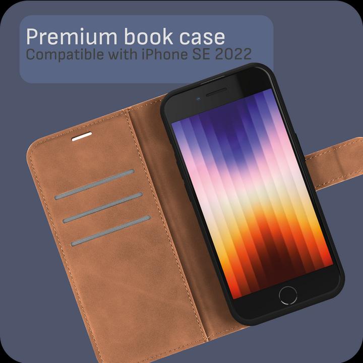 Produktbild Cazy Premium-Geldbörsen-Etui für iPhone SE 2022, Magnetisches Geldbörsen-Etui, Kartenfächer, Ständer - (Apple iPhone SE (3rd Gen))
