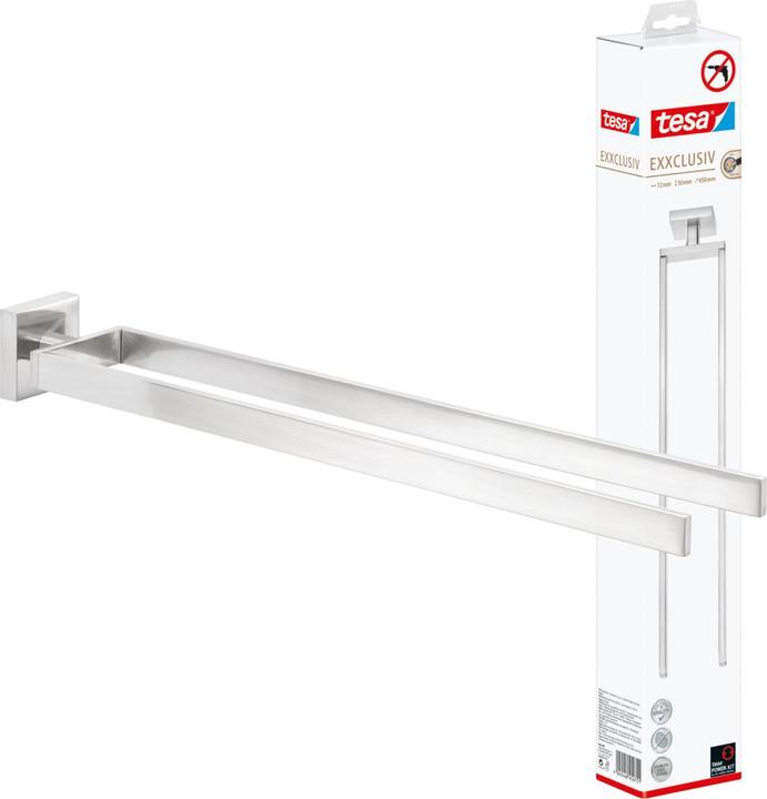 Actual product image tesa EXXCLUSIV Towel rail two-arm incl. adhesive solution without drilling