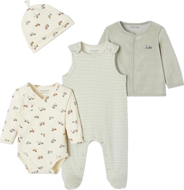 Image du produit Vertbaudet Bio-Kollektion: Baby Geschenk-Set aus Body, Latzhose, Mütze & Cordjacke (56)