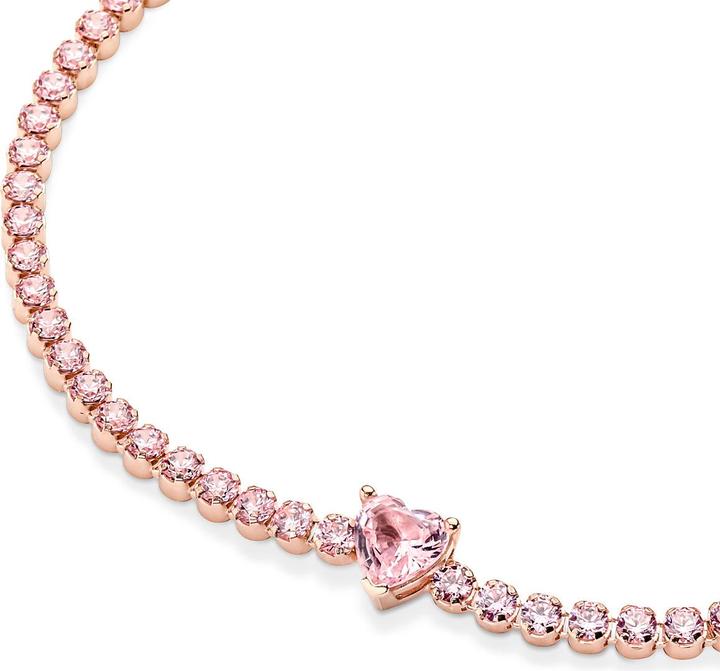 Actual product image Pandora 14k Rose Gold Sparkling Pavé Heart Tennis Bracelet (16 cm, Metal, rose gold-plated)