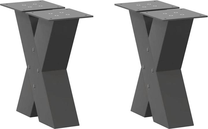Produktbild VidaXL Couchtischbeine X-Form 2 Stk. Anthrazit 30x(30-31) cm Stahl Tischbein