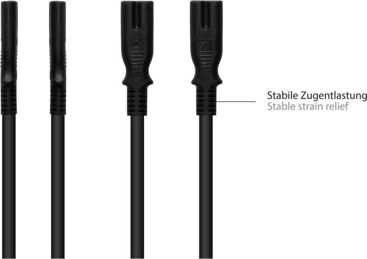 Produktbild Varia Euro-Netzkabel Euro-Stecker Typ C an C7Euro 8 Buchse, schwarz, 0,75mm, 3m (3 m)