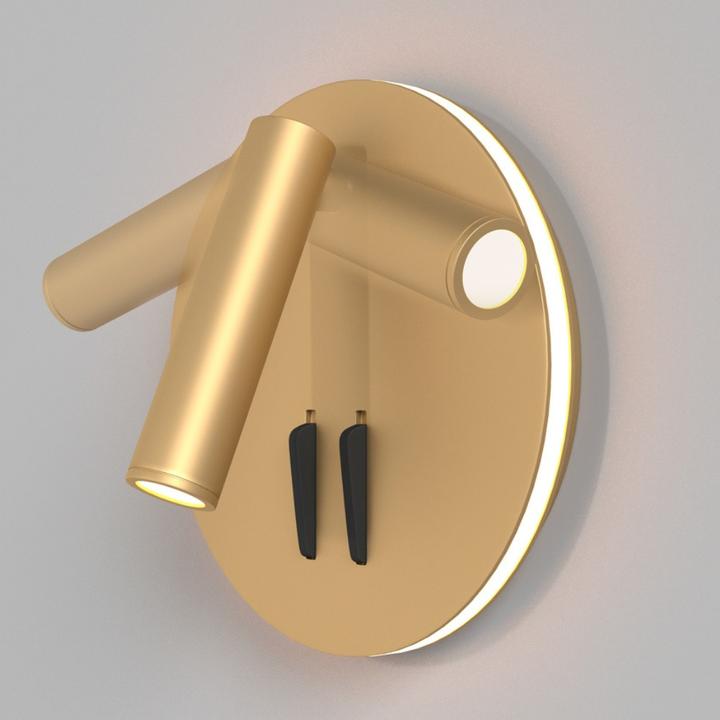 Actual product image Maytoni Ios 176 LED Wall Light 9W Round Matt Gold Warm White (275 lm)