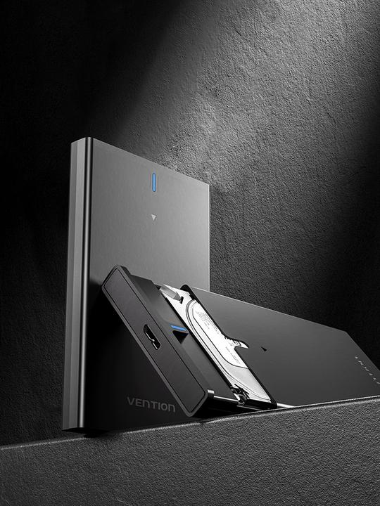 Actual product image Vention 2.5 Inch SATA Hard Drive Enclosure (USB 3.0 Micro-B) Black (2.5")