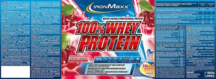 Immagine prodotto IronMaxx 100% Proteine del siero di latte (Yogurt, Ciliegio, 1 pz., 900 g)