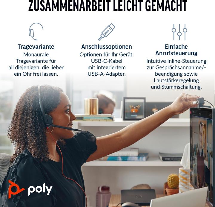 Actual product image Poly BW 3210 USB-C HS +USB-C/A (Cable, USB-C)