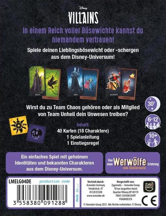 Produktbild Asmodée ZYGD0014 - Disney Villains: Versammlung des Bösen - Kartenspiel, für 6-12 Spieler, ab 10 Ja (Deutsch)