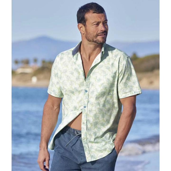 Actual product image Atlas For Men Mens Palm Print Summer Shirt (XL)