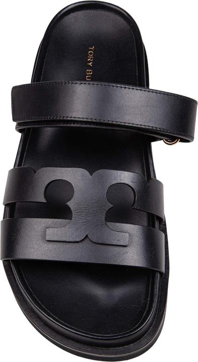 Actual product image Tory Burch slide ines sport double t in leather color black (40)