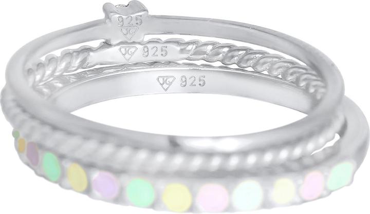 Image du produit Elli Bague multi-couleur émail cristal 3pcs 925 argent (66, Argent 925)