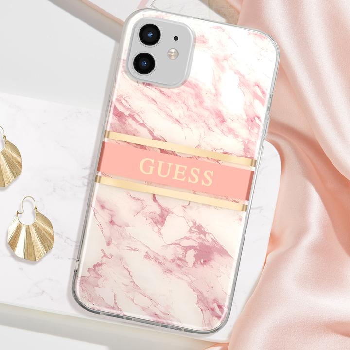 Immagine prodotto Guess Manicotto con cinturino in marmo, serie rosa (Realme 12 Pro+, Apple iPhone 12)