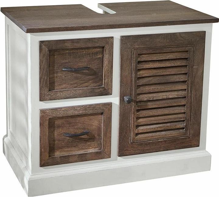 Produktbild Loberon Waschbeckenunterschrank Farmington weiss/braun