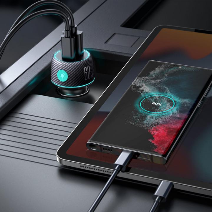 Image du produit Joyroom Chargeur de voiture multi-couleurs avec USB-A+USB-C 60W - Noir