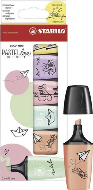 Actual product image STABILO BOSS MINI Pastel Love Highlighter (Multicoloured, 5 mm, 6 x)