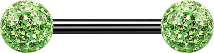 Image du produit Star Piercing Barbell noir avec deux boules de cristal vert clair couche protectrice d'époxy (sans laiton, Titane G23)
