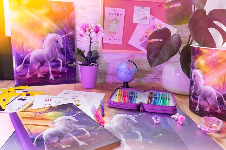 Actual product image Idena 10842 - Children's wastepaper bin, unicorn motif, 9 litre capacity, made of PP, waste bin for (9 l)