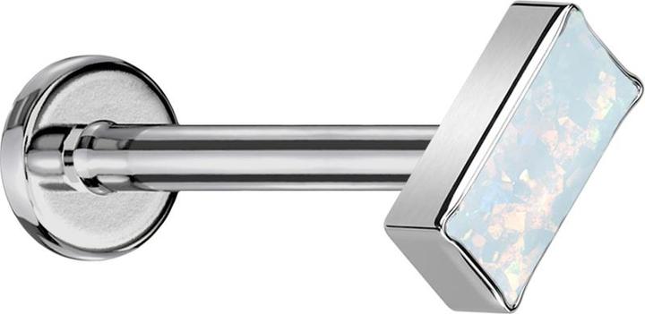 Produktbild Star Piercing Micro Labret Innengewinde silber rechteck silber Opal weiss (ohne Messing, Titan G23)