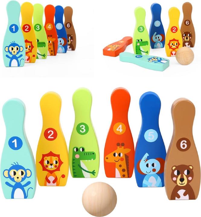 Produktbild Tooky Toy Holz-Tier-Bowling-Set