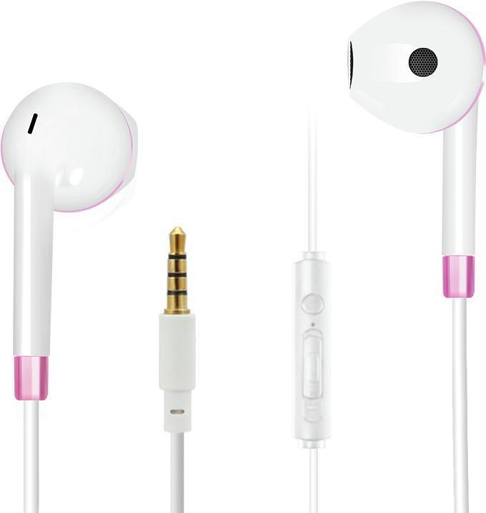 Actual product image 2GO Comfort" in-ear stereo headset - white/pink (Cable)