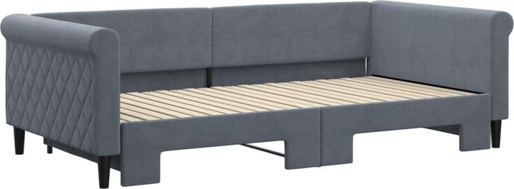 Actual product image VidaXL Tagesbett Ausziehbett Sofabett Gästebett Dunkelgrau 100x200cm Samt (Sofa bed)