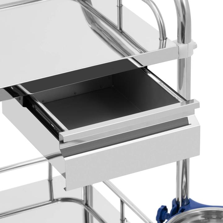 Produktbild Steinberg Laborwagen Edelstahl Aufbewahrungswagen Labor Rollwagen 2 Ablagen 2 Fächer 20 kg