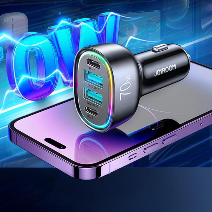Actual product image Joyroom 70W 4-Port Car Charger