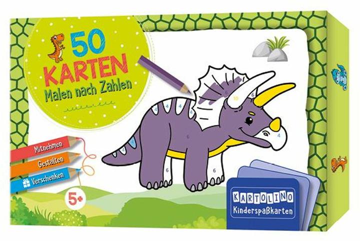 Actual product image 50 colouring by numbers cards - Dinosaurs