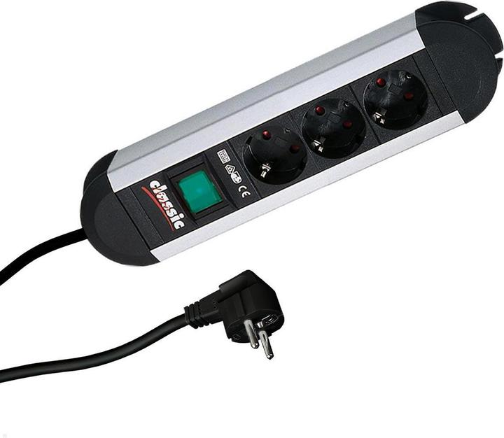 Produktbild Bachmann Steckdosenleiste PRIMO CLASSIC ALU, 3-fach mit (3 x, CEE 7/3, 2 m)