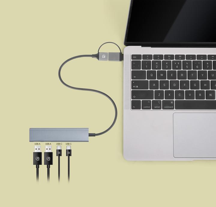 Actual product image Manhattan 4-port USB 3.0 Type-C / Type-A combo hub 2x2 (USB-C, 4 Ports)
