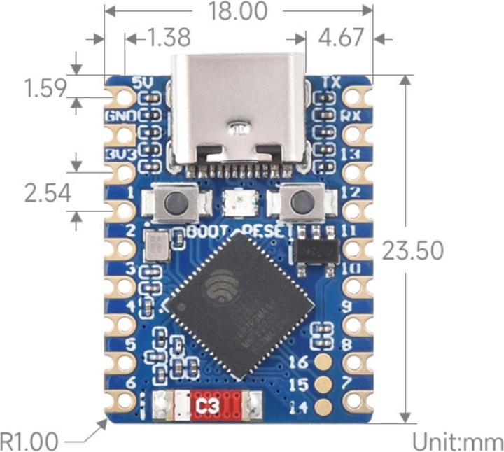 Image du produit WaveShare Carte de développement ESP32-S3 Zero