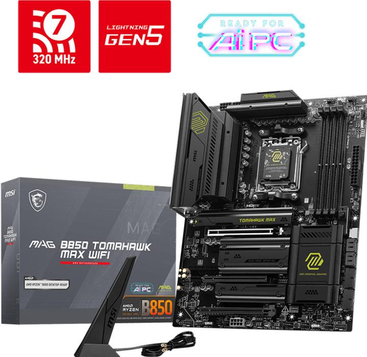 Image du produit MSI MAG B850 Tomahawk Max WIFI (AM5, AMD B850, ATX)