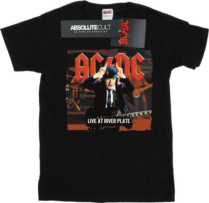 Actual product image AC/DC Womens/Ladies Live At River Plate Columbia Records Cotton Boyfriend T-Shirt (L)