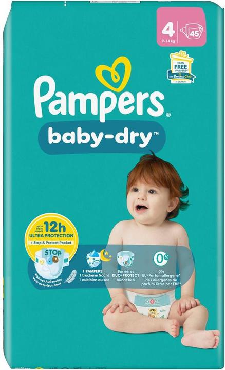 Image du produit Pampers Baby-Dry Gr4 9-14kg Maxi Sparpack (Taille 4, 45 pièce(s))
