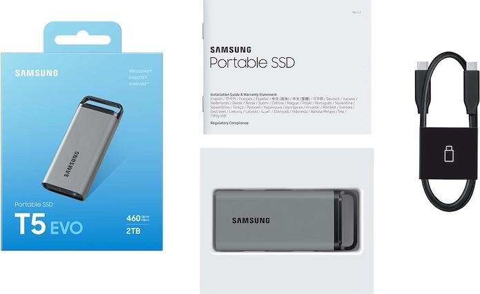 Actual product image Samsung R SSD 2TB Portable SSD T5 EVO USB3.2 Gen.2x2 BK extern Kit (2000 GB)