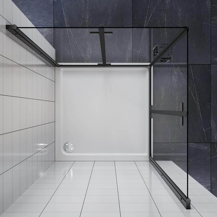 Immagine prodotto SONNI porta a soffietto, cabina doccia, ingresso angolare, box doccia, 90 x 90 cm, nero, 6 mm, vetro (100 cm, 90 cm, 195 cm)
