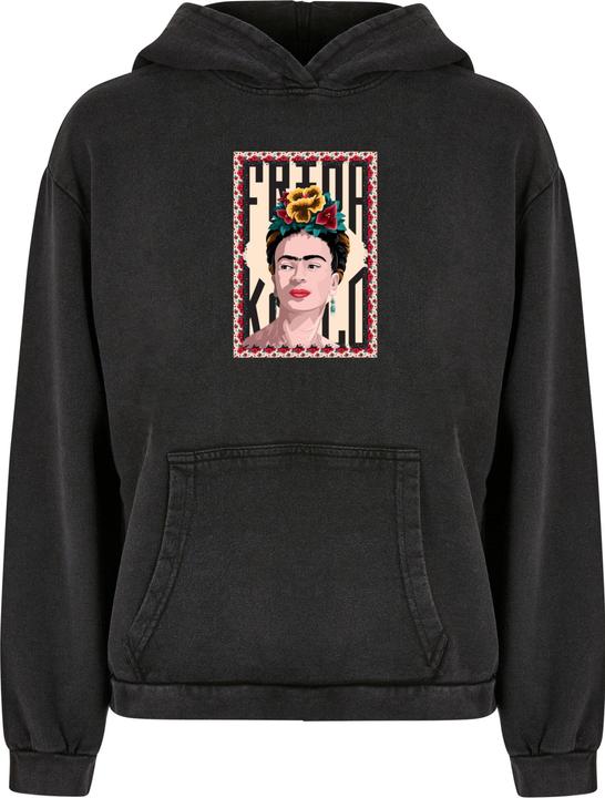 Merchcode Ladies Frida Kahlo - Frame one Acid Washed Oversize Hoody - 178005