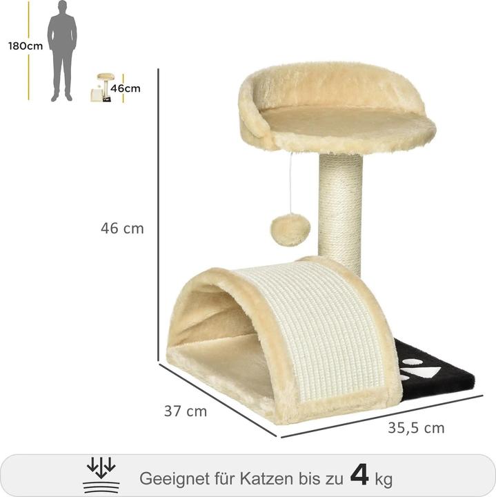 Produktbild PawHut Katzenbaum mit Plüsch (46 cm, Beige)
