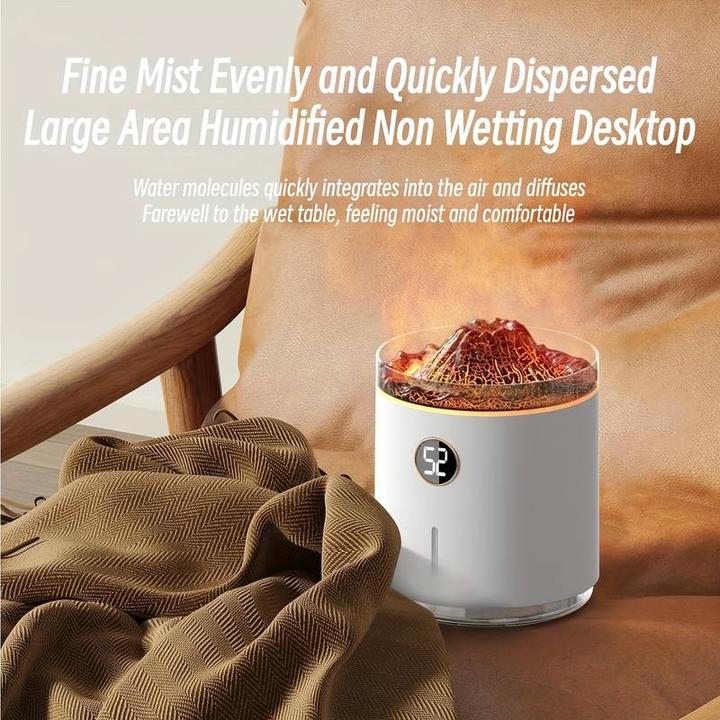Produktbild PhoneLook Vulkan Flame Aroma Diffusor mit Digitalanzeige & LED Flamme (350 ml)